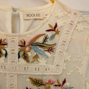 Roolee Naomi Embroidered Dress in Floral White | Size Small